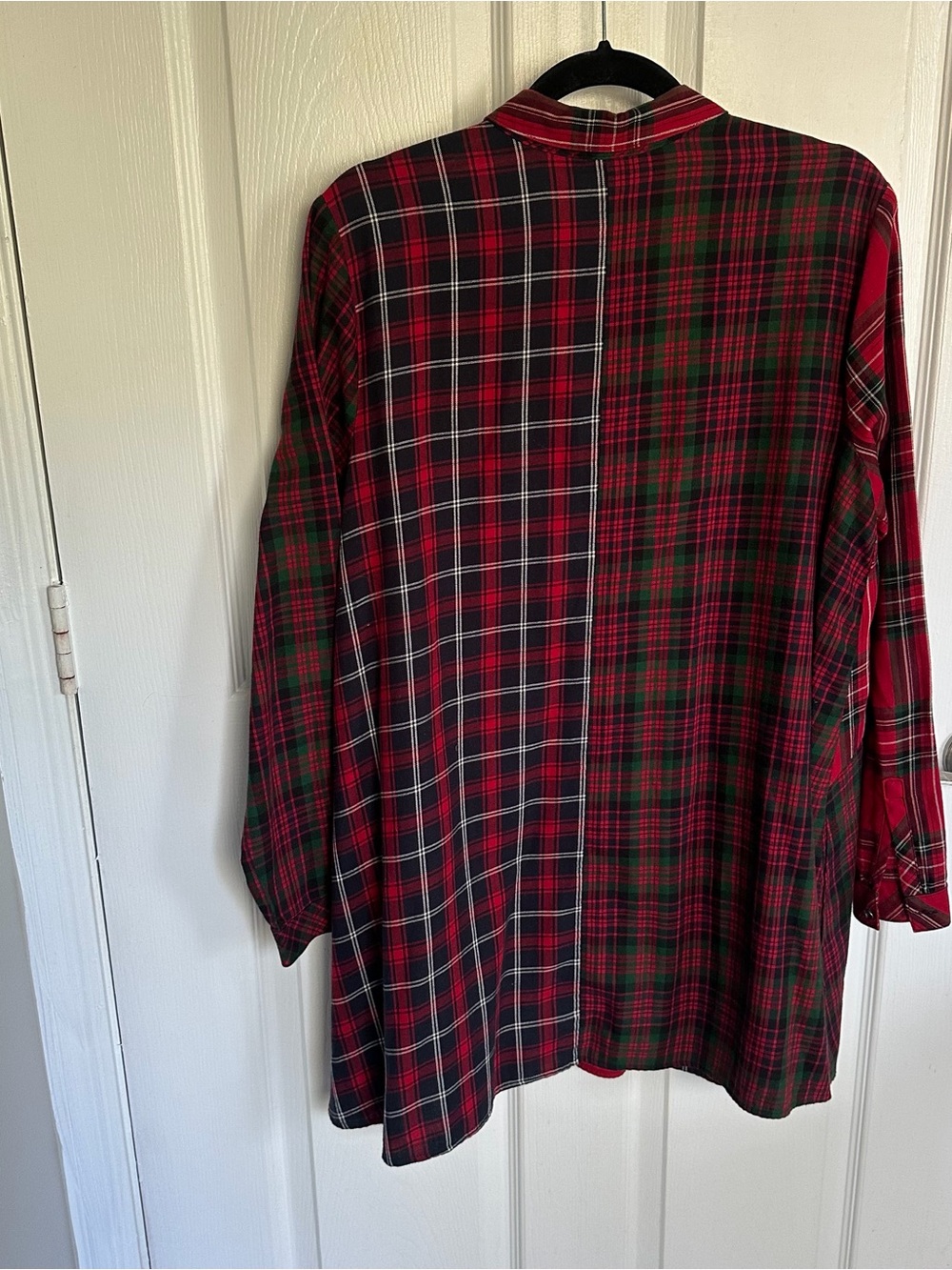 J. Jill Red and Green Plaid Patchwork Button-Down Shirt Women’s M Asymmetrical - Picture 4 of 6